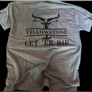 Yellowstone tv series handmade grey and black tshirts unisex Let er rip